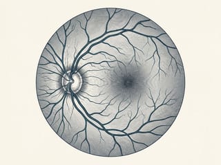 Anatomische Darstellung der Netzhaut mit Sehnerv und Blutgefäßen